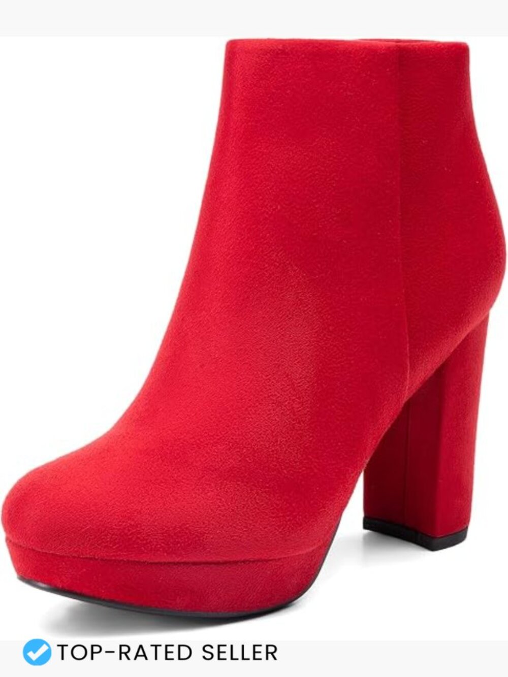 Chunky Heel Ankle Boots Round Toe Platform Zip